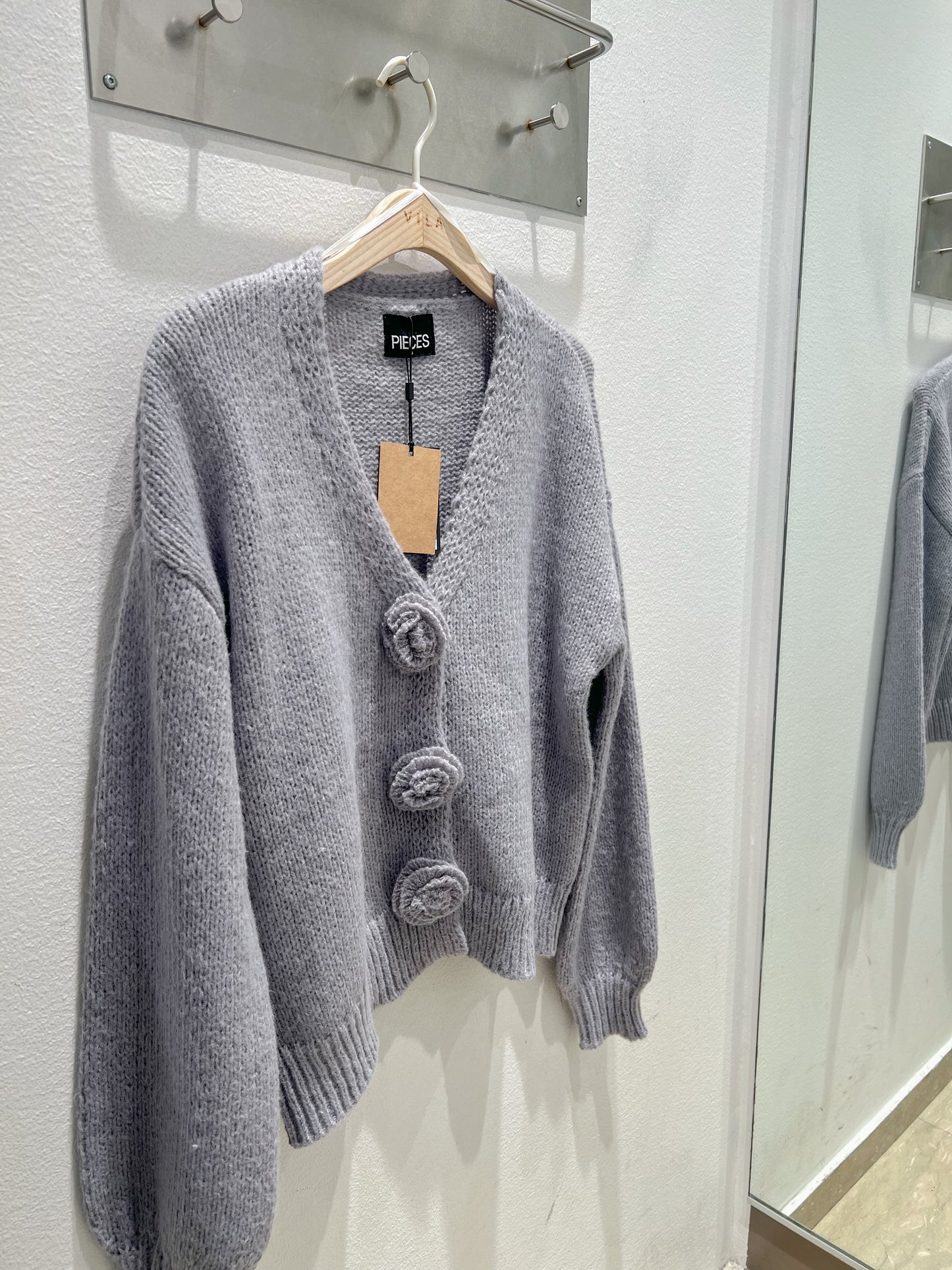 PCFATIMA Knit Cardigan - Medium Grey Melange